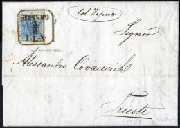 Cover Sebenico V.L.A., RhK-f Müller 160 Punkte, Brief Vom 3.8.1853 Nach Triest Frankiert Mit 9 Kr. Blau Type IIIa HP, Si - Otros & Sin Clasificación