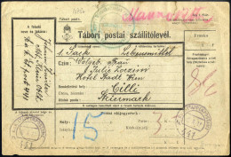 Cover K.u.K.ETAPPENPOSTAMT 441, 20.X.18, Paketkarte über Einen Sack Lebensmittel Von 15 Kg Vom 20.X.1918 Mit Aufgabestem - Otros & Sin Clasificación