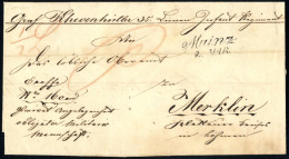 Cover Mainz 1847, Ex Offo Brief Von Mainz (sL-I Müller 750 Punkte) Am 2.3. Nach Merklin In Böhmen, P Rötel Für Portofrei - Autres & Non Classés
