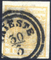 O 1850, TRIESTE 30/3, Doppelkreisstempel Auf 1 Kreuzer, Goldocker, Ty. Ib, Handpapier, Doppelseitiger Druck, Befund Goll - Otros & Sin Clasificación