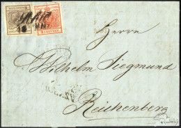 Delcampe - Cover 1850, Brief Von Schio Am 5.5. Nach Reichenberg Frankiert Mit 3 Kreuzer Dunkelzinnoberrot (mit Spuren Einer Papier- - Lombardo-Vénétie