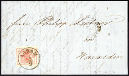 Cover 1855, Brief Von Agram Vom 3.9. Nach Warasdin Frankiert Mit 3 Kr. Tomatenrot Gravurtype 2-2 Type III MP, ANK 3 MP - Sonstige & Ohne Zuordnung