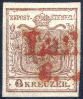 O 1850, "Laiba(ch) 8.. Roter L1-Teilstempel Auf 6 Kreuzer Type Ia, Attest Goller, ANK 4 - Autres & Non Classés