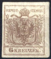 * 1854 6 Kr. Graubraun In Type III Maschinenpapier, Ungebraucht, Engvoll- Bis Breitrandig, Attest Dr. Ferchenbauer, PRAC - Other & Unclassified