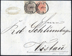 Cover 1854, Brief Von Reichenberg Vom 6.7. Nach Vöslau Frankiert Mit 3 Und 6 Kr. Je Type III HP, ANK 3,4 HP - Altri & Non Classificati