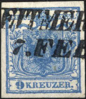 O 1850, 9 Kr. Blau In Type I, P 109, Index 1, Gestempelt, ANK 5 I - Andere & Zonder Classificatie