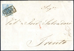 Cover 1850, 9 Kr. Blau In Type I, P5, Auf Brief Von Wien Nach Trient, Index 6, Gestempelt, ANK 5 I - Otros & Sin Clasificación