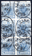 O 1850, 9 Kreuzer In Type IIa Auf Handpapier, Senkrechter Sechser-Blockstreifen, Gestempelt Prag Kleins: 16/7, In Der Mi - Autres & Non Classés