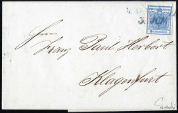 Cover 1850, Brief Von W. Neustadt In Blau (Müller 70 Punkte) Vom 3.6 Dritter Tag Der Verwendung Frankiert Mit 9 Kr. Blau - Otros & Sin Clasificación