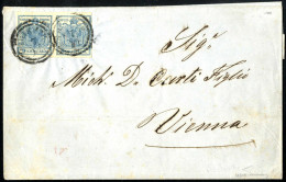 Cover 1850, TRIEST, 2 Doppelkreisstempel Auf Mit 9 Kreuzer, Blau, Waagrechtes Paar, Frankierter Briefhülle Nach Wien, Ma - Otros & Sin Clasificación