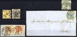 O/piece/cover 1854, "TRIEST/Früh", Müller 2979k, Auf Komplettem Satz Der Erstausgabe, 1+2 Kr Marken, Ein Briefstück 3+6  - Other & Unclassified