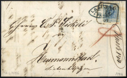 Cover 1856, Kompletter Faltbrief Vom 14.6.1856 Von Prag Nach Herrmannstadt, Frankiert Mit 9 Kr. Blau, MP Type IIIb, An D - Autres & Non Classés