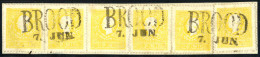 Piece 1859, BROOD 7.JUN., Drei Ideal Waagrechte L2-Stempel, Auf Mit 2 Kreuzer Im 5er-Streifen+ Einzelstück, Schwefel(chr - Otros & Sin Clasificación