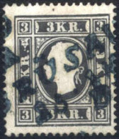 O 1858, 3 Kr. Schwarz In Type I, Mit Dunkelblauem Teilstempel Von "BRÜSAU 25...", Attest Dr. Ferchenbauer, PRACHTSTÜCK!, - Autres & Non Classés