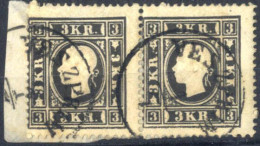Piece/pair 1858, Briefstück Mit Paar 3 Kr. Schwarz Type Iay Entwertet Veszprím, ANK 11 Iay - Altri & Non Classificati