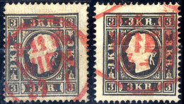 O 1858/59, 3 Kr Freimarke Schwarz In Type I Mit Beide „R“ Verstümmelt (Mi 11IIba, Ferch. Ib Und ANK 11 I Az, Mi. 370,-)  - Andere & Zonder Classificatie