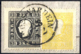 Piece 1859, Briefstück Mit 2 Kr. Gelb Und 3 Kr. Schwarz Type II Entwertet Grosswardein, ANK 10,11 II - Otros & Sin Clasificación