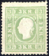 * 1859, 3 Kr. Ty II, Grün, Ungebraucht In Guter Gesamterhaltung, Ex Provera, Attest Goller, Kat. Nr. 12 A - Sonstige & Ohne Zuordnung