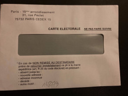 LETTRE CARTE ELECTORALE PARIS 15ème ARRONDISSEMENT - Posttarife