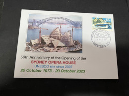 6-5-2024 (4 Z 17) Sydney Opera House Celebrate The 50th Anniversary Of It's Opening (20 October 2023) Old Opera Stamp - Brieven En Documenten