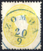 O 1861, 2 Kr. Gelb Mit Blauem Einkreisstempel Von "ZOMBA 20 / 9", Befund Dr. Ferchenbauer, Erlesenes P! , Fe. 18a - Other & Unclassified