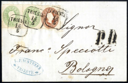 Cover 1863, Briefhülle Vom 18.5.1863 Von Triest Nach Bologna, Für Das Italienporto Von 16 Kr. Frankiert Mit Einem Waagre - Sonstige & Ohne Zuordnung