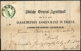 Cover 1862/65, Vier Briefe, Eine Ortsdrucksache Von Graz Am 2.3.1862 Mit 3 Kr. Grün (III Ausgabe), Dazu 3 Briefe Mit V.  - Altri & Non Classificati