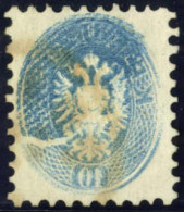 O 1863/64, 10 Kr. Blau, Mit Besonders Starkem Maschinen-Abklatsch, Der Bis Zu Zwei Drittel Doppelt Und Leicht Verschoben - Otros & Sin Clasificación