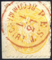 Piece 1863/64, 2 Kr. Dunkelgelb BZ 9 1/2 Auf Briefstück, Mit Rotem Einkreis-Stempel "PEST RECOMMANDIRT 13 / 11", Attest  - Altri & Non Classificati