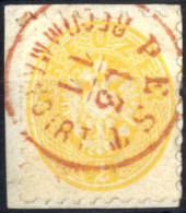 Piece 1863/64, 2 Kr. Dunkelgelb BZ 9 1/2 Auf Briefstück, Mit Rotem Einkreis-Stempel "PEST RECOMMANDIRT 13 / 11", Attest  - Other & Unclassified