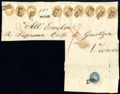 Piece/cover 1864, Großes Briefteil Eingeschrieben Von Trau Am 31.5. Nach Wien Frankiert Mit Neun 15 Kr. Braun Gez. 9½ Un - Other & Unclassified