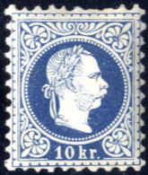 ** 1867, 10 Kr Kaiser Franz Josef Feiner Druck Blau, Postfrisch, ANK 38IIa / Mi+ANK 400.- - Andere & Zonder Classificatie