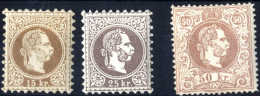 ** 1867, 15 + 25 Und 50 Kr. Grober Druck, Postfrisch, Signiert Dr. Ferchenbauer, ANK 39I - 41I - Altri & Non Classificati