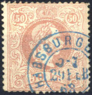 O 1867, 50 Kr. Bräunlichrosa, Grober Druck, Entwertet Mit Blauem Teil-Abdruck "HABSBURG(GASSE) WIEN 29.FEB.....", Attest - Autres & Non Classés