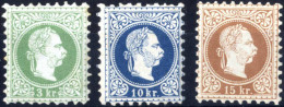 ** 1874, 3 + 10 Und 15 Kr. Feiner Druck, Alle Postfrisch, Signiert Dr. Ferchenbauer, ANK 36II+38II+39II - Sonstige & Ohne Zuordnung