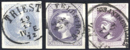 O 1867, OVALSTEMPEL, 3 Stück Nr. 42 I Bzw. Nr. 42 II, Je Mit Seltenem Ovalstempel Entwertet, U.a. Triest, Feldkirch, Gra - Dagbladen