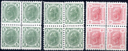 ** 1901/06, Kaiserkopf, 20 Werte (14 Verschiedene, 3 Viererblöcke) Je Mit Friedel-Zähnungen, 29 Verschiedene Zähnungen - Autres & Non Classés