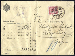 Cover 1906, WIEN..... Brückenstempel Auf Mit 72 He. Frank., Gesiegeltem Wertbrief über 1110 K. 50 H., Gesendet An Die Bl - Other & Unclassified