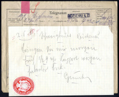 Cover 1912, REICHENAU, 2 Staatstelegramme Vom Jäger (Kaiser) Karl, Je Mit Rotem Siegel "JAGDLEITUNG Sr. K.u.K.HOH. D.D.H - Other & Unclassified