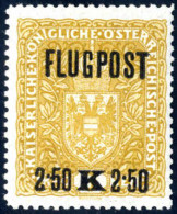 ** 1918, "FLUGPOST 2.50 K 2.50" Auf 3 K. Olivgelb, LZ 11½, Seltene Marke; Postfrisch In Einwandfreier Erhaltung (ANK. 22 - Otros & Sin Clasificación