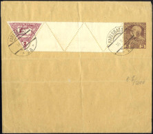 Cover 1918, Streifband 3 H Rotlila Mit Zusatzfrankatur Eilmarke 2 H Lilarot/gelb Mit 4 Leerfeldern In Markenhöhe Von Kar - Autres & Non Classés