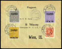 Cover 1918, VERSUCHTER ERSTFLUG KRAKAU-WIEN Am 31.3.1918; 4 Brückenstempel Auf Mit Kompletter Serie Der Flugpostmarken P - Altri & Non Classificati