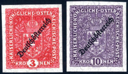 ** 1919, 3 Kr. Karmin Und 10 Kr. Violett Faserpapier, Beide Ungezähnt In Einwandfrei Postfrischer Erhaltung (ANK. 244U,  - Sonstige & Ohne Zuordnung