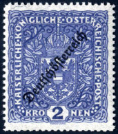 ** 1919, Freimarke 2 Kronen In Seltener Farbe Dunkelviolettultramarin, Postfrisch, Diagonale Papierfalte Ist Produktions - Altri & Non Classificati
