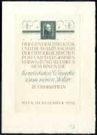 (*) 1932, F.G. Waldmüller, Ungezähnt Auf Büttenpapier Als Neujahrsgeschenkheft, Attest Stari, Sehr Selten, ANK 545 PU - Other & Unclassified