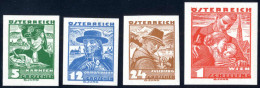 ** 1934-36, 5 G. Grün, 12 G. Blau, 24 G. Hellbraun Und 1 S Rotorange Ungezähnt In Anderen Farben, Postfrisch (ANK. 570,  - Other & Unclassified