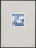 (*) 1934/36, Volkstracht 3 Sch. Dunkelblau, Gezähnter Probedruck Auf Vorlagekarton, ANK 586 P - Altri & Non Classificati