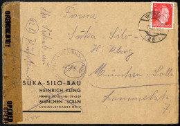 Cover 1945, WÖRGL 13.6.45, Brückenstpl. Auf Mit 60 Pf. Frank. Überroller-Brief Mit Zensurstreifen, Etc., Gesendet Nach W - Autres & Non Classés