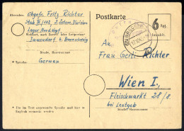 Cover 1945, Postkarte Zu 6 Pf. Vom 17.10.1945 Aus Dem Kriegsgefangenenlager Nordkopf Bei Braunschweig über Das Postamt B - Autres & Non Classés