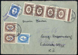 Delcampe - Cover 1946/49, Vier Briefe (2 Eingeschrieben), Alle Zurück, Drei Mit Verstoßzettel (im Brief) Wegen Verbotener Beilagen  - Autres & Non Classés